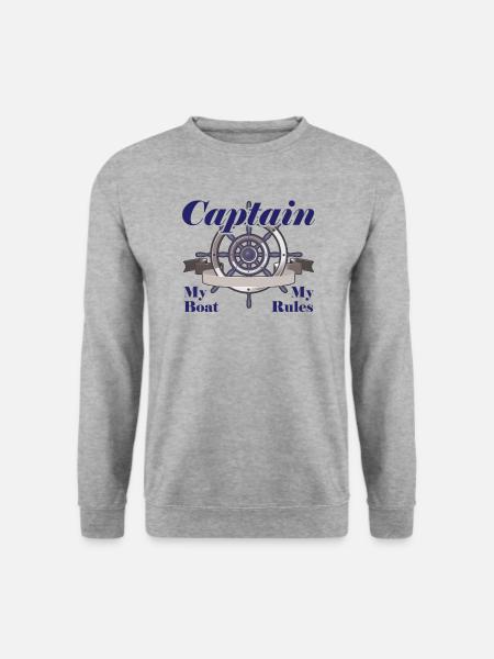Kapitän Boot Bootfahren lustiger Spruch - Unisex Pullover - Weißgrau meliert