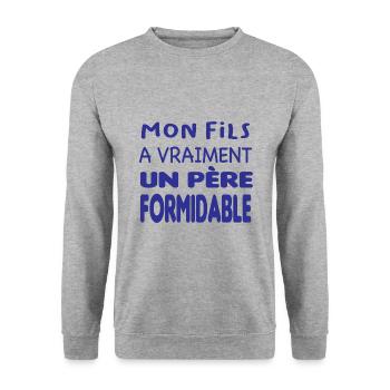 Père formidable - Sweat-shirt Unisexe - gris chiné - Devant - Alina (178cm) & Michal (187cm)
