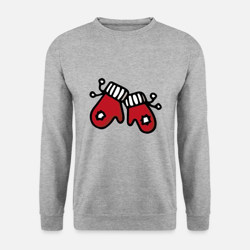 Fäustling Handschuhe Winter - Unisex Pullover - Weißgrau meliert