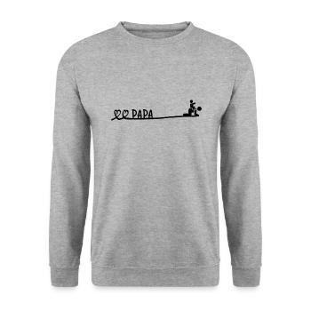 Papa spielt mit mir - Unisex Pullover - Weißgrau meliert - Vorne - Alina (178cm) & Michal (187cm)