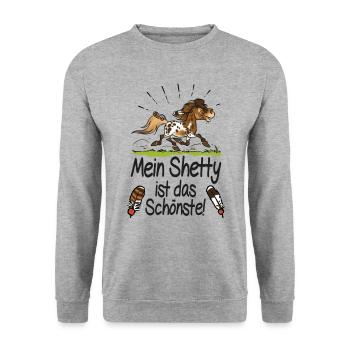 Mein Shetty das Schönste (Text schwartz) - Sweat-shirt Unisexe - gris chiné - Devant - Alina (178cm) & Michal (187cm)