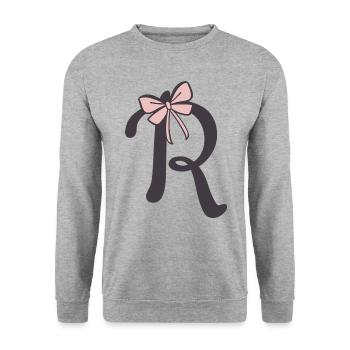 First letter R ribbon - Unisex Sweatshirt - salt & pepper - Front - Alina (178cm) & Michal (187cm)