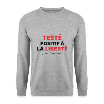 Testé positif à la Liberté - Sweat-shirt Unisexe - gris chiné - Devant - Alina (178cm) & Michal (187cm)