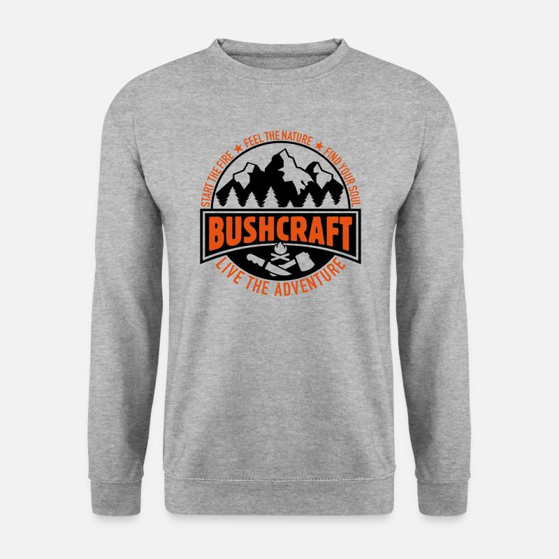Bushcraft -Lebe das Abenteuer Geschenk Bushcrafter - Unisex Pullover - Weißgrau meliert