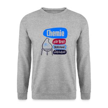 DDR CHEMIE VEB Propaganda Retro Industrie Design - Unisex Sweatshirt - salt & pepper - Front - Alina (178cm) & Michal (187cm)
