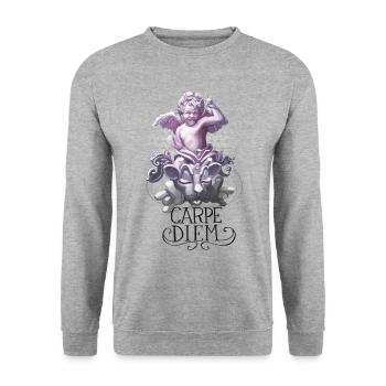 Engel - Unisex Pullover - Weißgrau meliert - Vorne - Alina (178cm) & Michal (187cm)