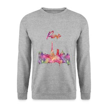 Paris la ville de l'amour! - Sweat-shirt Unisexe - gris chiné - Devant - Alina (178cm) & Michal (187cm)
