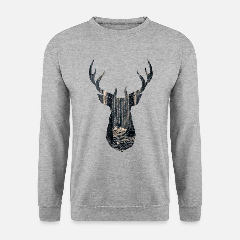 Hirsch - Unisex Pullover - Weißgrau meliert