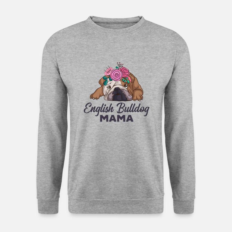 Englische Bulldoggen Mama - Unisex Pullover - Weißgrau meliert