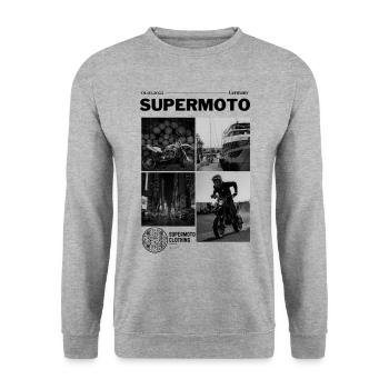 Supermoto Clothing Gift Motorcycle Back Print - Unisex Sweatshirt - salt & pepper - Front - Alina (178cm) & Michal (187cm)