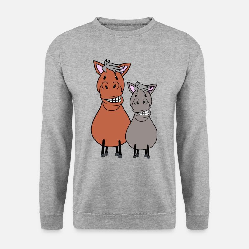 Dickes Pferd Pony Freunde Freundschaft Pferdenarr - Unisex Pullover - Weißgrau meliert