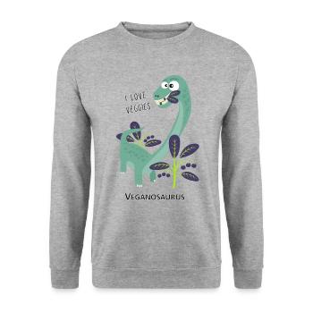 Dinosaur Veganosaurus - Unisex Sweatshirt - salt & pepper - Front - Alina (178cm) & Michal (187cm)
