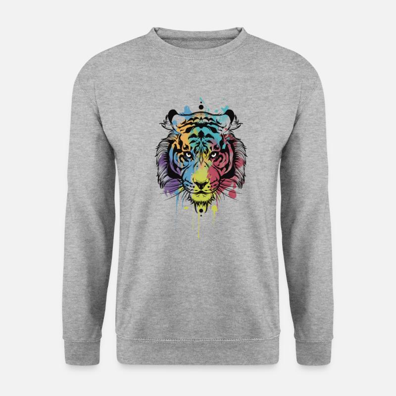 Tiger Aquarel - Unisex Pullover - Weißgrau meliert