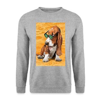 cool beach basset - Unisex Sweatshirt - salt & pepper - Front - Alina (178cm) & Michal (187cm)
