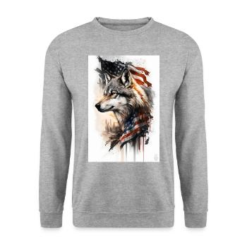 Wolf Design by ART8NS Art on Streetwear S 22of25 - Unisex Sweatshirt - salt & pepper - Front - Alina (178cm) & Michal (187cm)