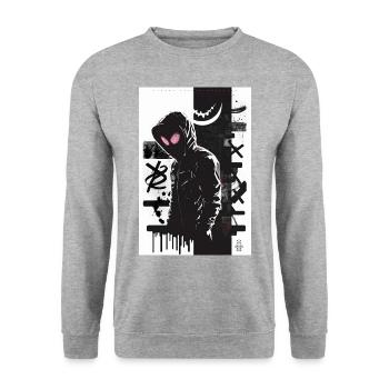 S. Man Graffiti Design par ART8NS Art ON Streetwear - Sweat-shirt Unisexe - gris chiné - Devant - Alina (178cm) & Michal (187cm)