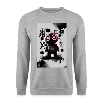 Robot by ART8NS - Art ON Streetwear - Unisex Sweatshirt - salt & pepper - Front - Alina (178cm) & Michal (187cm)