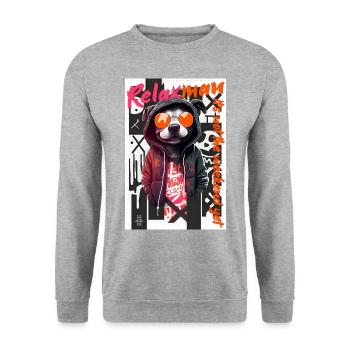 Relax man by ART8NS - Art ON Streetwear - Unisex Sweatshirt - salt & pepper - Front - Alina (178cm) & Michal (187cm)