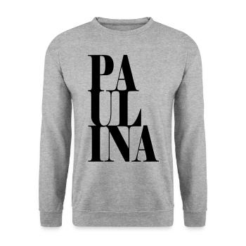 Paulina Surname First name Modern font Word Art - Unisex Sweatshirt - salt & pepper - Front - Alina (178cm) & Michal (187cm)