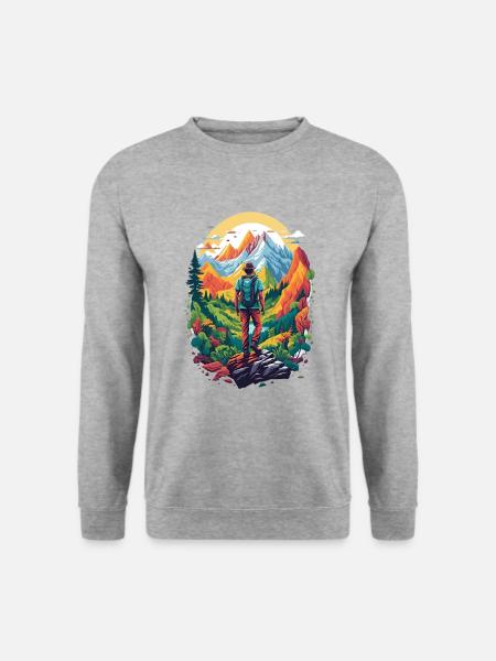 Gehen Sie stilvoll auf die Trails mit diesem farbenfrohen - Unisex Pullover - Weißgrau meliert