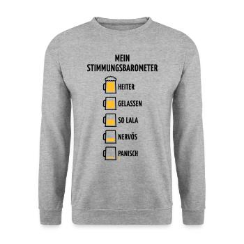 Mein Stimmungsbarometer (Bier / V1 / POS) - Unisex Pullover - Weißgrau meliert - Vorne - Alina (178cm) & Michal (187cm)