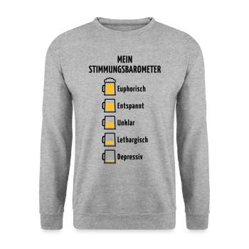 Mein Stimmungsbarometer (Bier / V2 / POS) - Unisex Pullover - Weißgrau meliert - Vorne - Alina (178cm) & Michal (187cm)