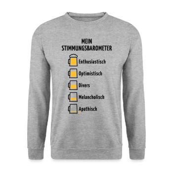 Mein Stimmungsbarometer (Bier / V3 / POS) - Unisex Pullover - Weißgrau meliert - Vorne - Alina (178cm) & Michal (187cm)