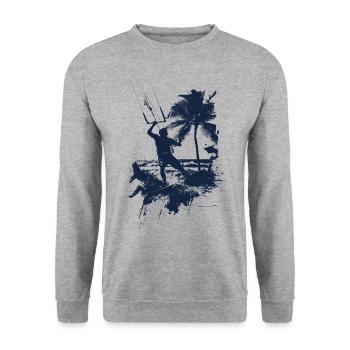 Kitesurfen monochrom blau - Unisex Pullover - Weißgrau meliert - Vorne - Alina (178cm) & Michal (187cm)