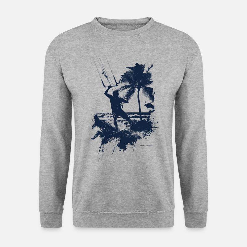 Kitesurfen monochrom blau - Unisex Pullover - Weißgrau meliert