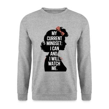 Motivational design "I Can and I Will" - Unisex Sweatshirt - salt & pepper - Front - Alina (178cm) & Michal (187cm)