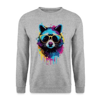Colorful raccoon with sunglasses - Unisex Sweatshirt - salt & pepper - Front - Alina (178cm) & Michal (187cm)