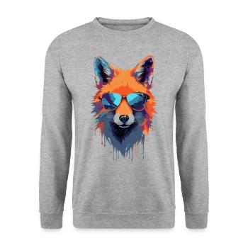 Colorful fox with sunglasses - Unisex Sweatshirt - salt & pepper - Front - Alina (178cm) & Michal (187cm)