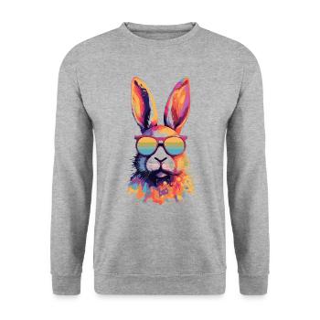 Éclaboussures de peinture de lapin coloré - Sweat-shirt Unisexe - gris chiné - Devant - Alina (178cm) & Michal (187cm)