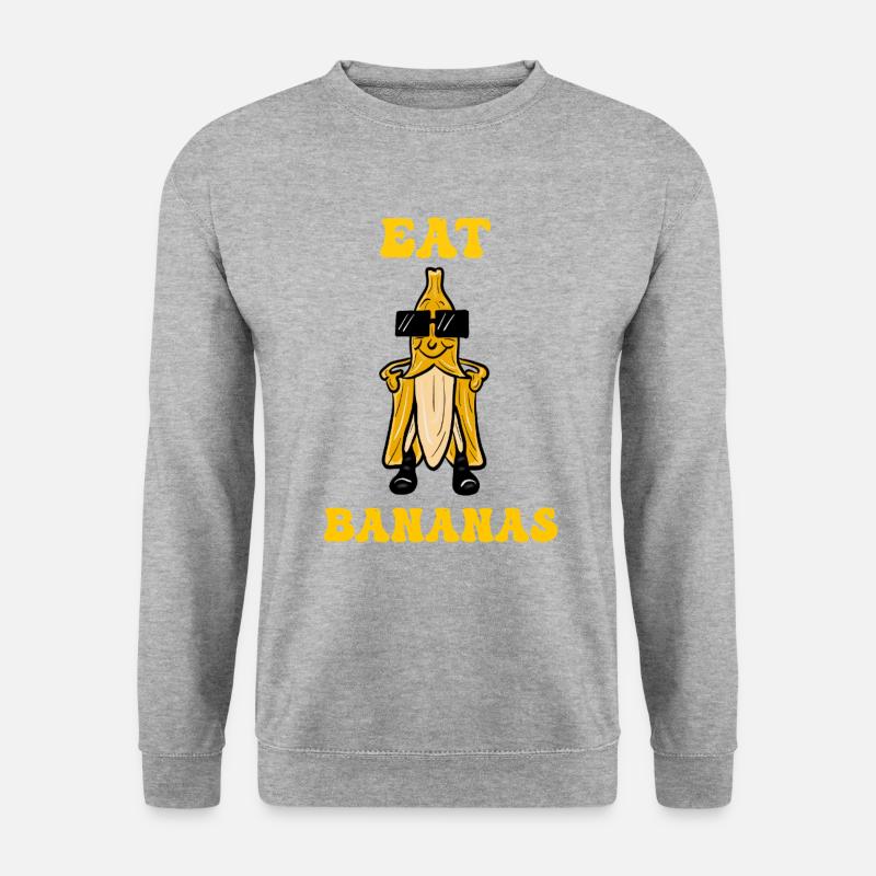 Bananen essen – ein lustiges Thema - Unisex Pullover - Weißgrau meliert