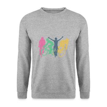 Vélo Cyclisme Cyclisme Coloré Personnages - Sweat-shirt Unisexe - gris chiné - Devant - Alina (178cm) & Michal (187cm)