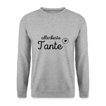 Beste Tante 2023 / Patentante / Du wirst Tante - Unisex Pullover - Weißgrau meliert - Vorne - Alina (178cm) & Michal (187cm)