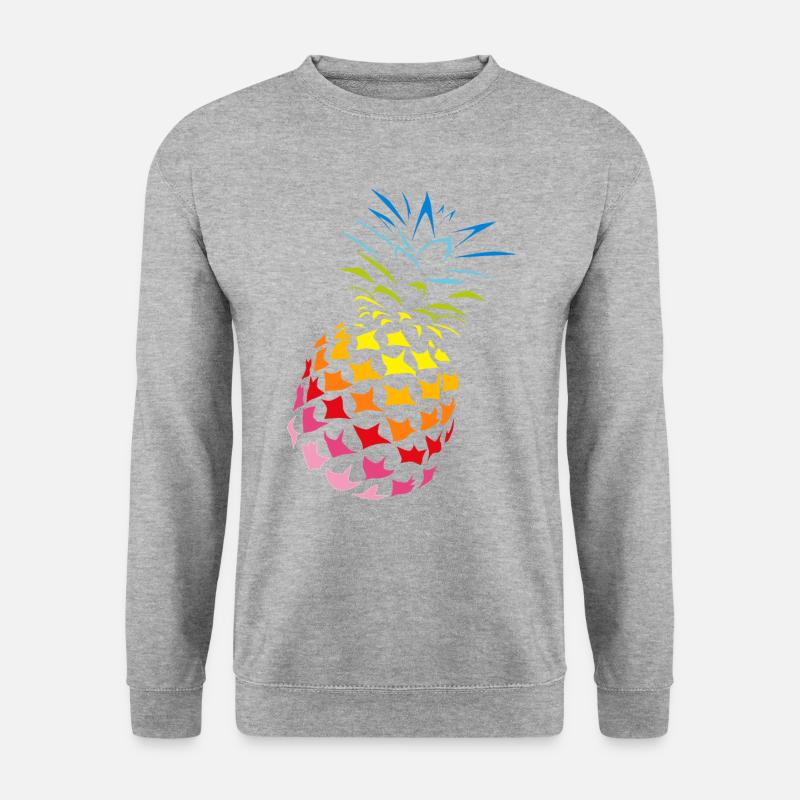 Ananas Regenbogen Farben - Unisex Pullover - Weißgrau meliert