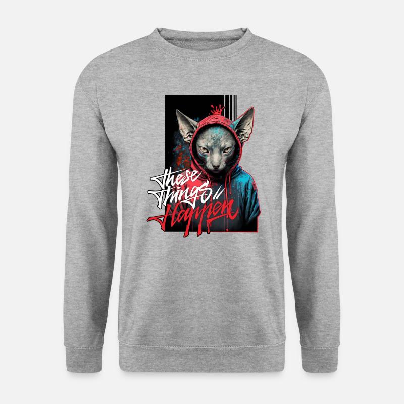 Sphinx Cat Graffiti - Unisex Pullover - Weißgrau meliert