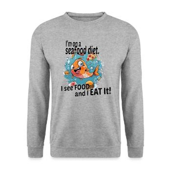 I’m on a seafood diet. I see food and I eat it - Sweat-shirt Unisexe - gris chiné - Devant - Alina (178cm) & Michal (187cm)