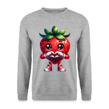 Strawberry Heart Hands - Unisex Sweatshirt - salt & pepper - Front - Alina (178cm) & Michal (187cm)