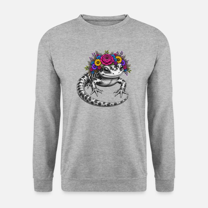 Flora Salamander Kranz - Unisex Pullover - Weißgrau meliert