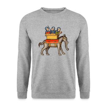 Eleazar Makkabäus und der Kriegselefant - Unisex Pullover - Weißgrau meliert - Vorne - Alina (178cm) & Michal (187cm)