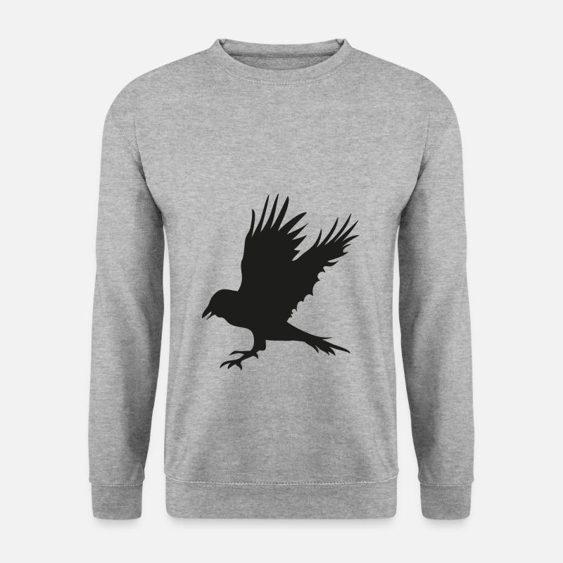 Krähe, Rabe - Unisex Pullover - Weißgrau meliert