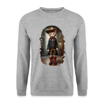 cow 5 - Sweat-shirt Unisexe - gris chiné - Devant - Alina (178cm) & Michal (187cm)