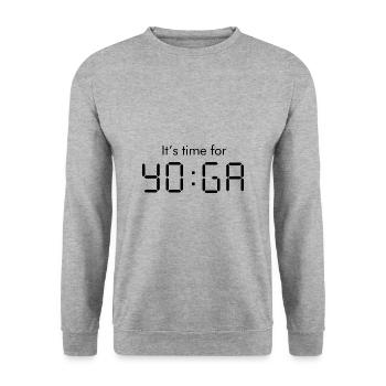 Yoga Meditation Spiritualität Uhr Schwarz - Unisex Pullover - Weißgrau meliert - Vorne - Alina (178cm) & Michal (187cm)