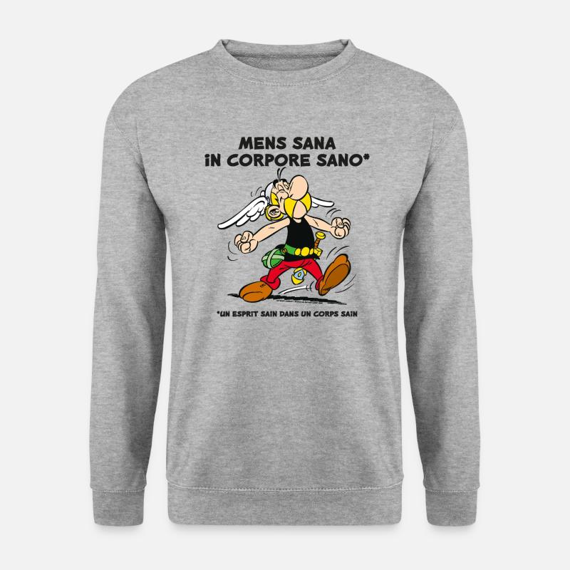 Asterix - Ein gesunder Geist in einem gesunden Körper - Unisex Pullover - Weißgrau meliert
