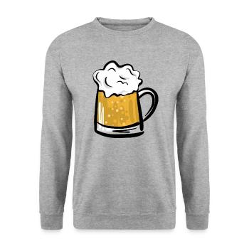 Bierkrug 1 - Unisex Pullover - Weißgrau meliert - Vorne - Alina (178cm) & Michal (187cm)