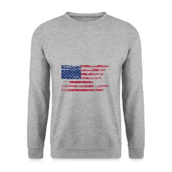 Drapeau USA USA Grunge Vintage Oldschool - Sweat-shirt Unisexe - gris chiné - Devant - Alina (178cm) & Michal (187cm)