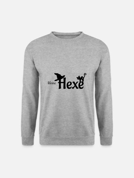 Kleine Hexe Katze und Hut - Unisex Pullover - Weißgrau meliert