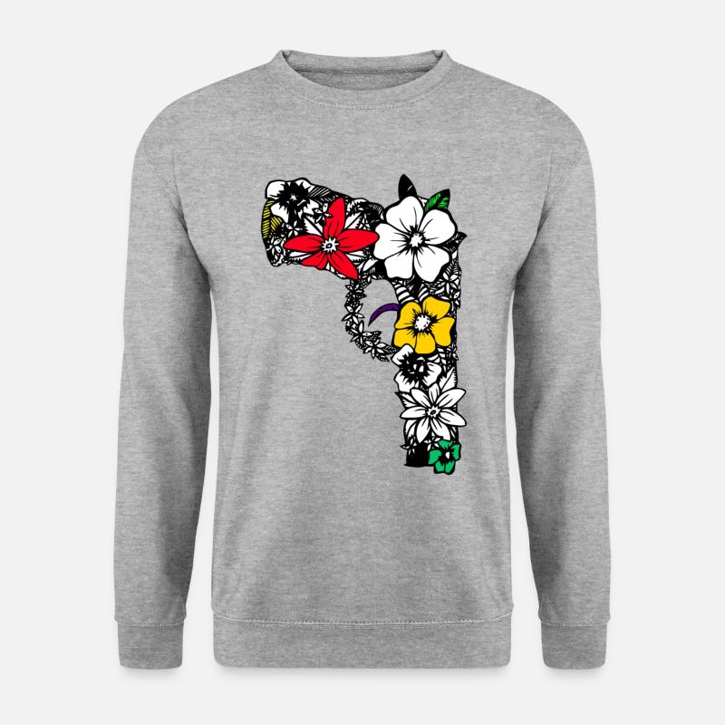 FLORAL GUN - Unisex Pullover - Weißgrau meliert